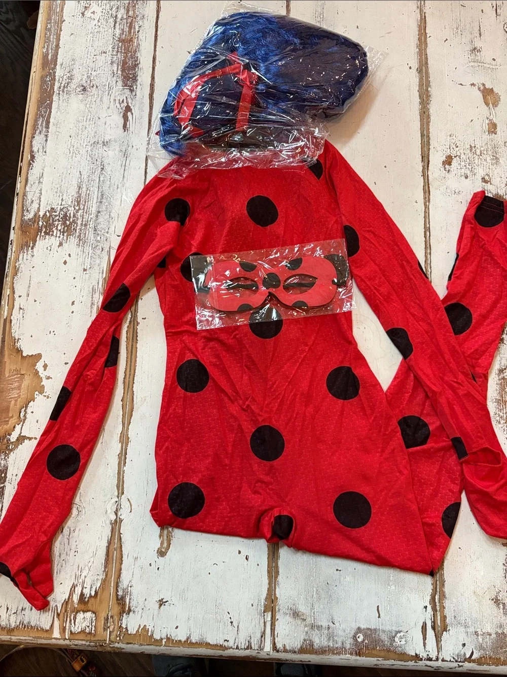 Spirit Miraculous Ladybug Red and Black Jumpsuit Costume with Wig & Mask